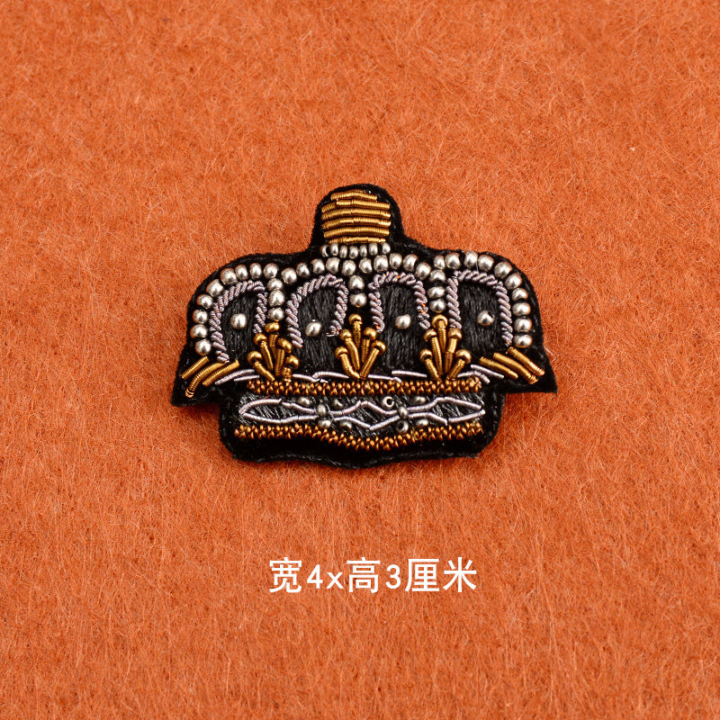 Wholesale 2pcs DIY Hand Embroidered Indian Silk Cloth Patches Hat Clothes Crown Patches FS