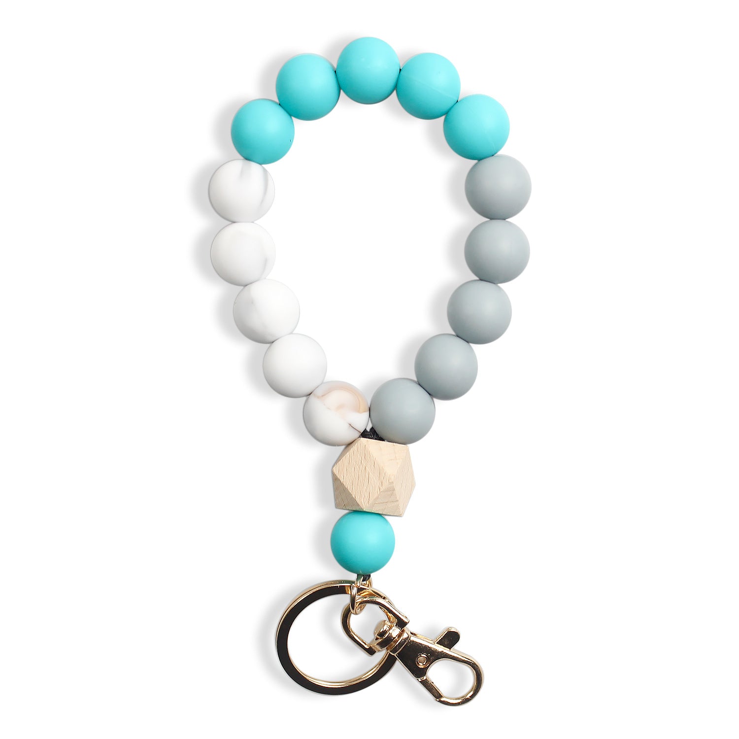 Wholesale Silicone Color Beaded Bracelet Keychain