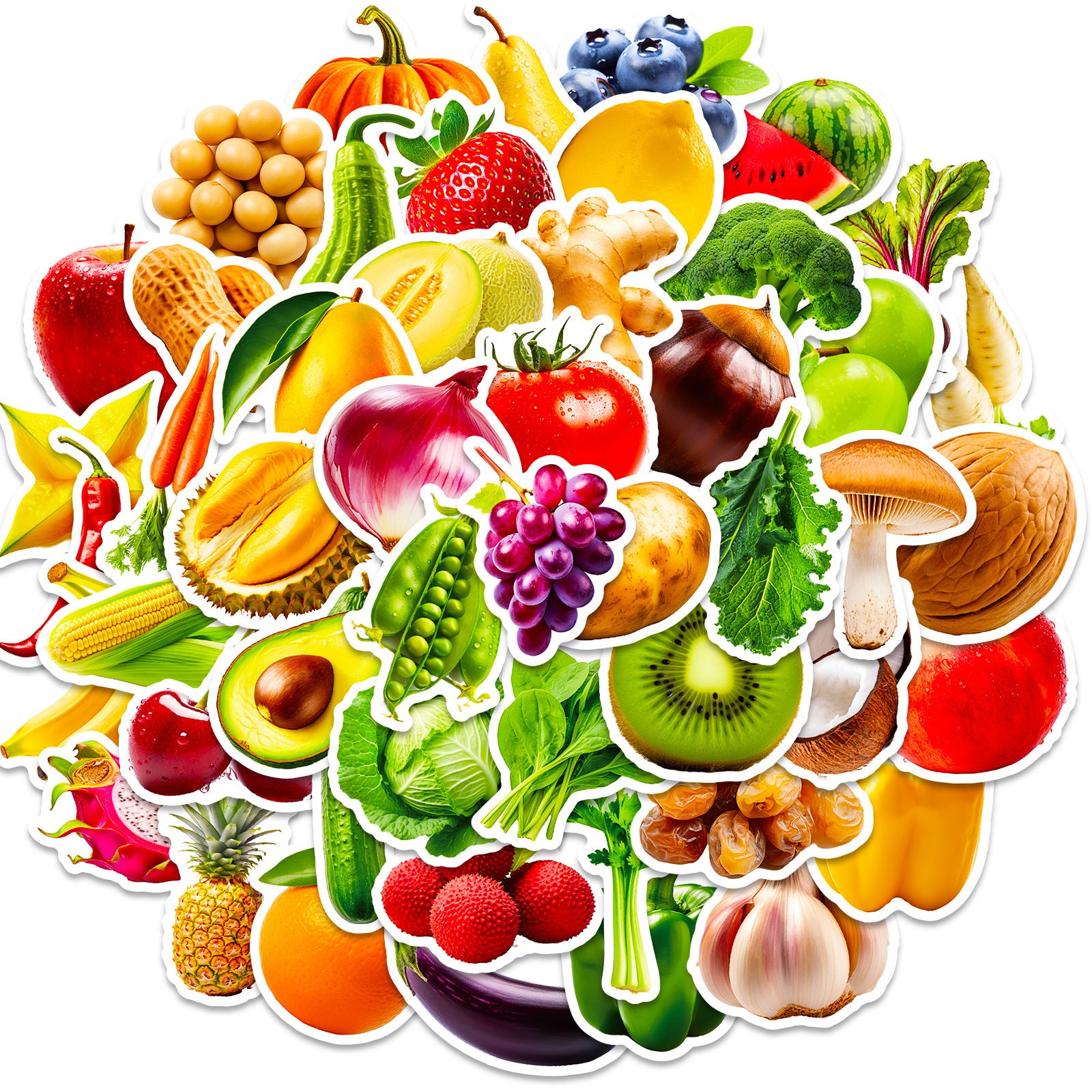 Wholesale 50 Cute Apple Banana Fruit and Vegetable Cartoon Stickers