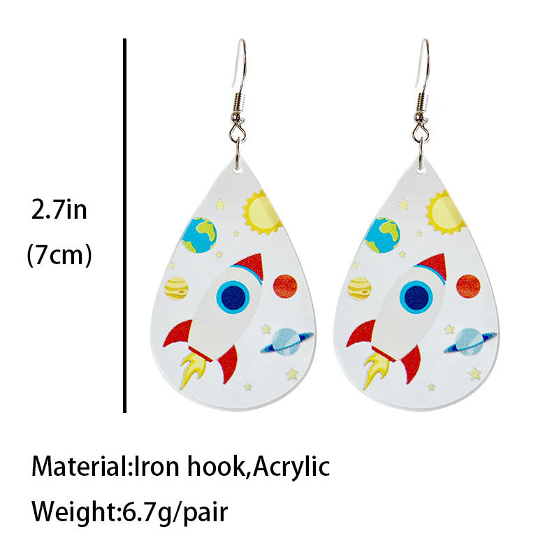 Wholesale Rocket Microscope Violin Teacher Gift Droplet shaped Acrylic Earrings