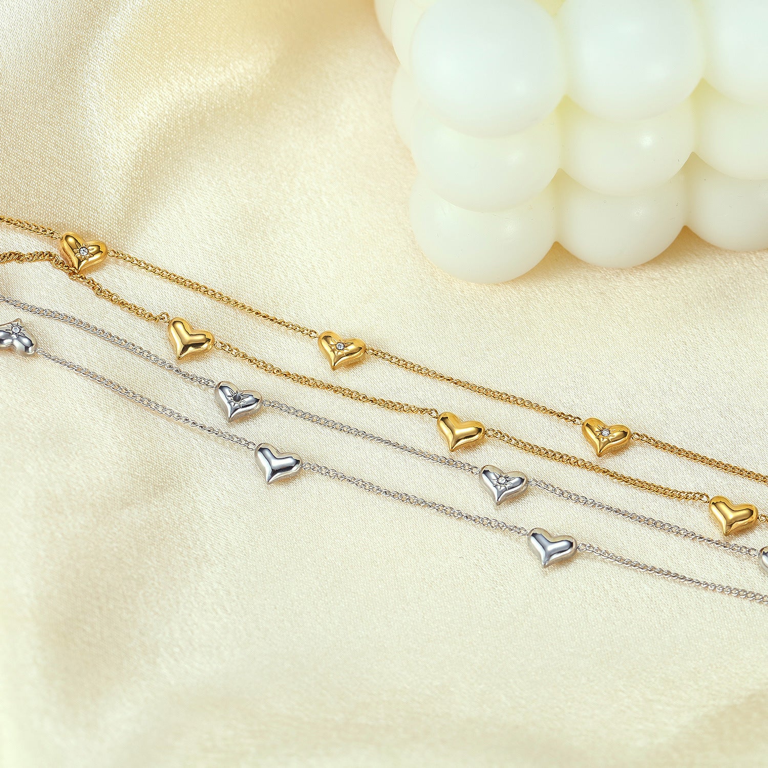 Wholesale Zircon All-match Fashion Stainless Steel Heart Necklace