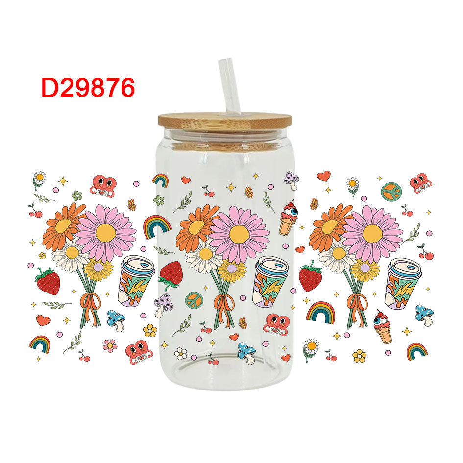 Wholesale Colorful Flowers Teacher's Day 16oz Cup UV DTF Wraps