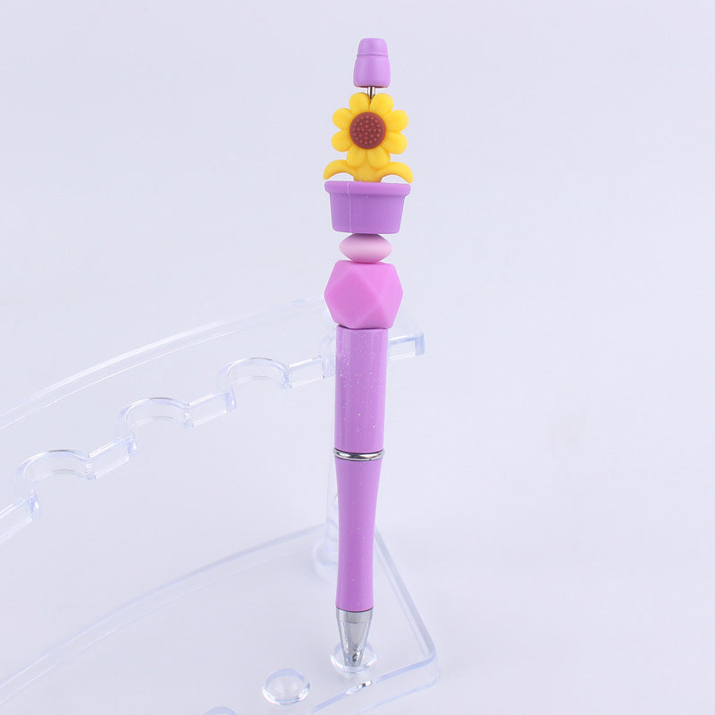 Wholesale Handmade Bead Pen Sunflower Silicone Ballpoint Pen