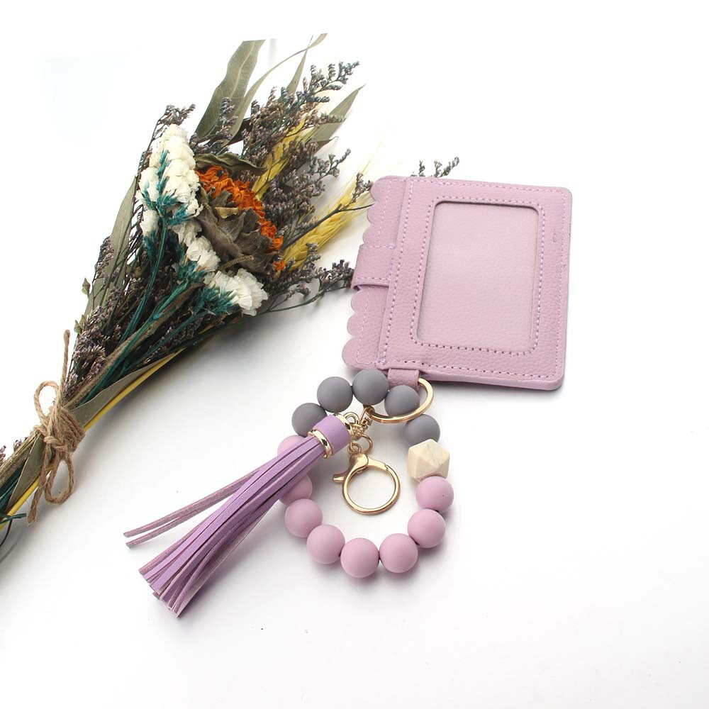 Wholesale PU Leather Tassel Silicone Wrist Coin Purse Keychain