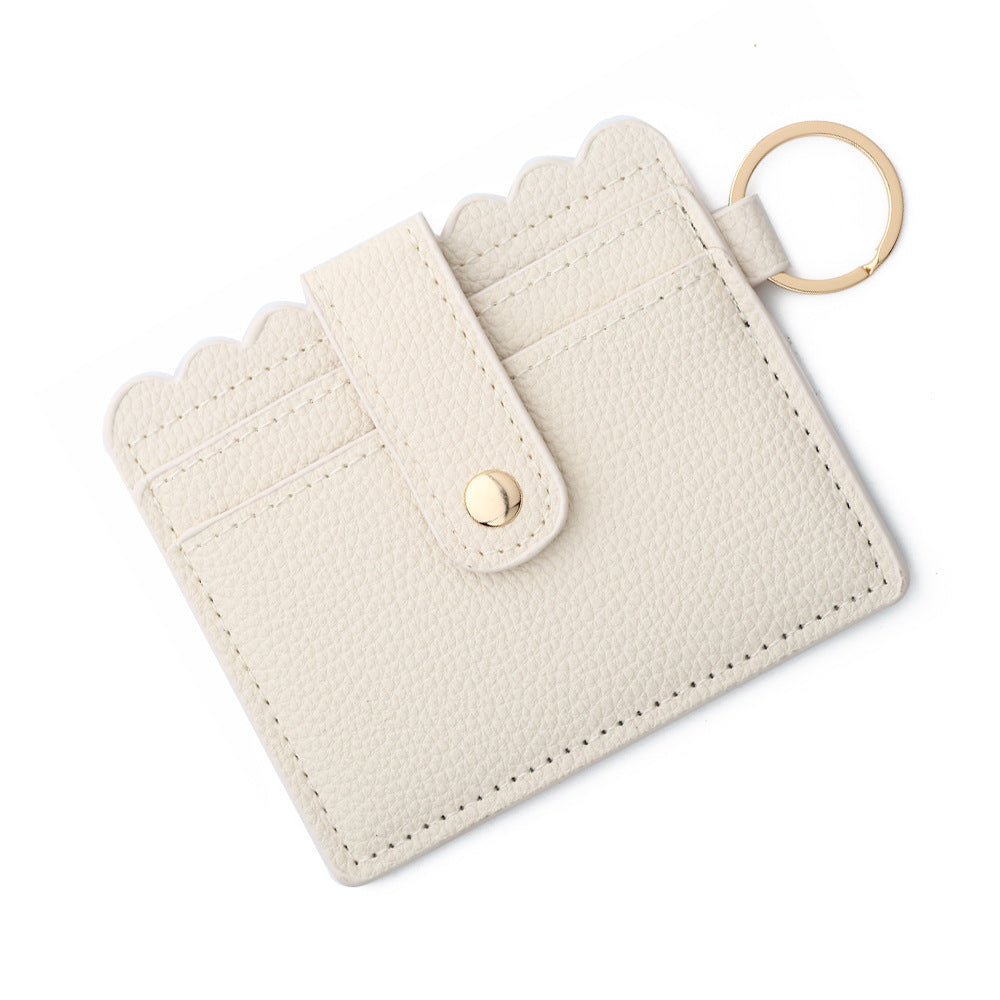 Wholesale Solid Color PU Leather Card Holder Multi-Card Keychain
