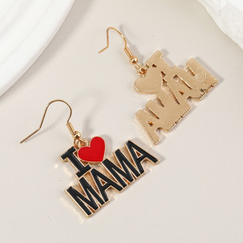 Wholesale MAMA Mother's Day Creative Letter Love Alloy Earrings