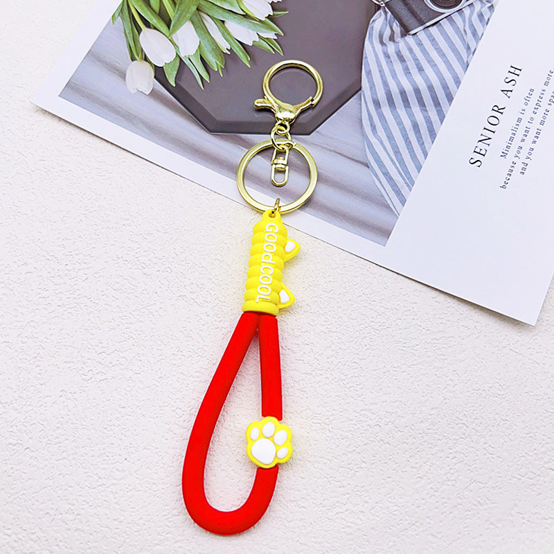 Wholesale Cat Claw PVC Leather Rope Keychain