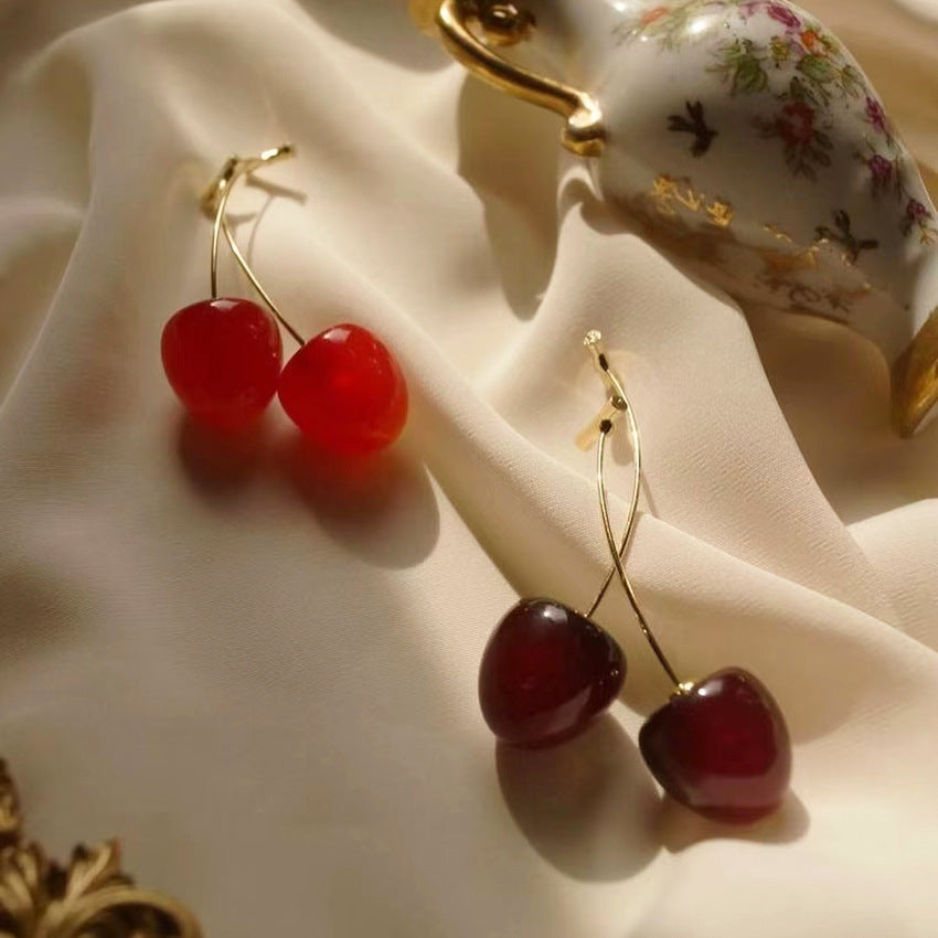 Wholesale long cherry creative design cute earrings