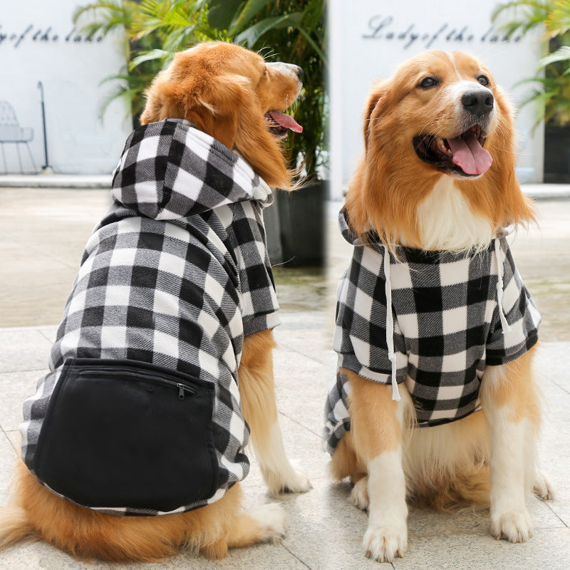 Wholesale Plaid Small, Medium and Large Dogs, Cats, Pets Autumn and Winter Pocket Zipper Clothes Sweatshirt Supplies