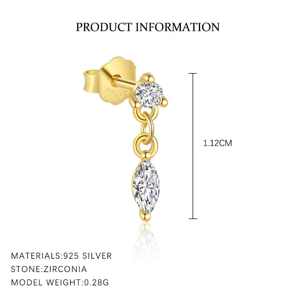 Wholesale Geometric Water Drop Zircon Earrings Ear Studs