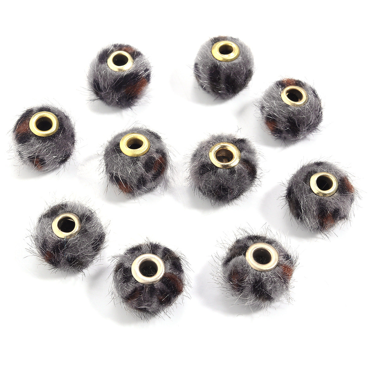 Wholesale 10PCS Leopard Print Plush Straight Hole Spacer Beads
