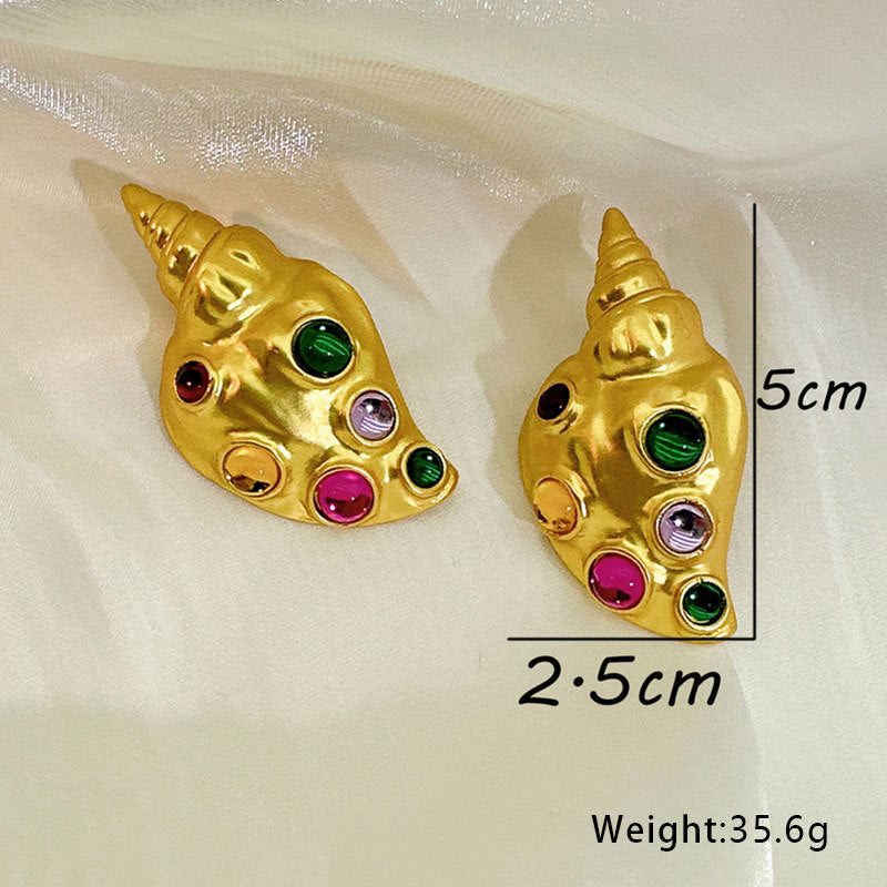Wholesale Personality Compliments, Asian Gold Electroplated Conch Shaped Earrings