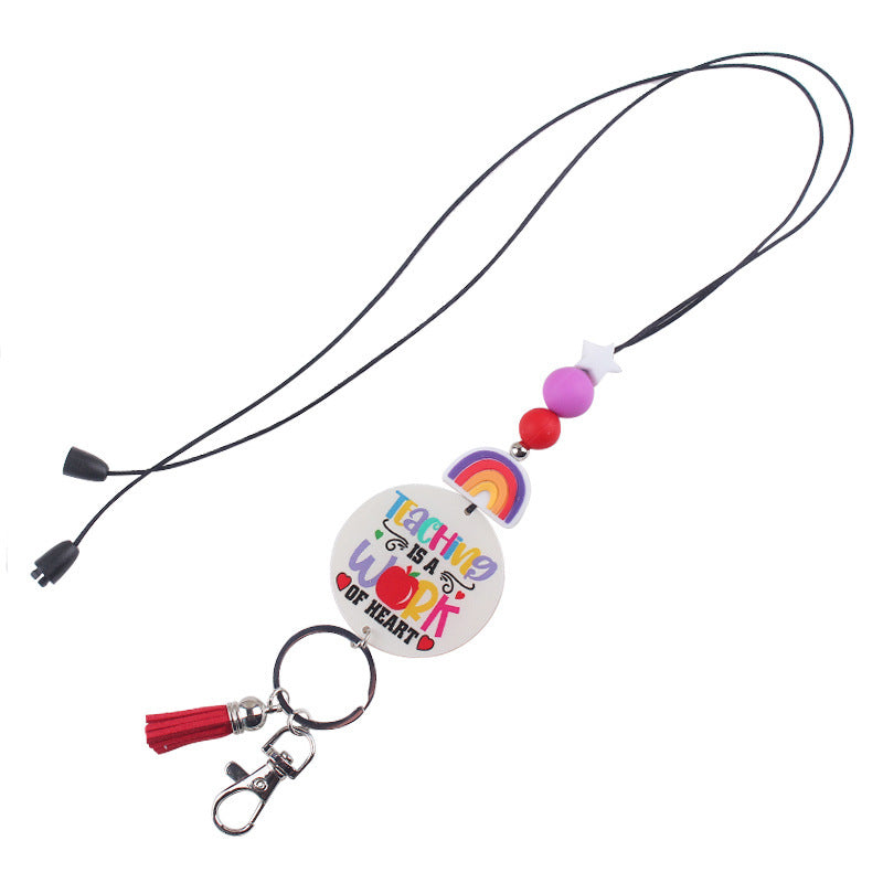 Wholesale Silicone Beaded Lanyard Certificate Necklace Key DIY acrylic sheet Keychain