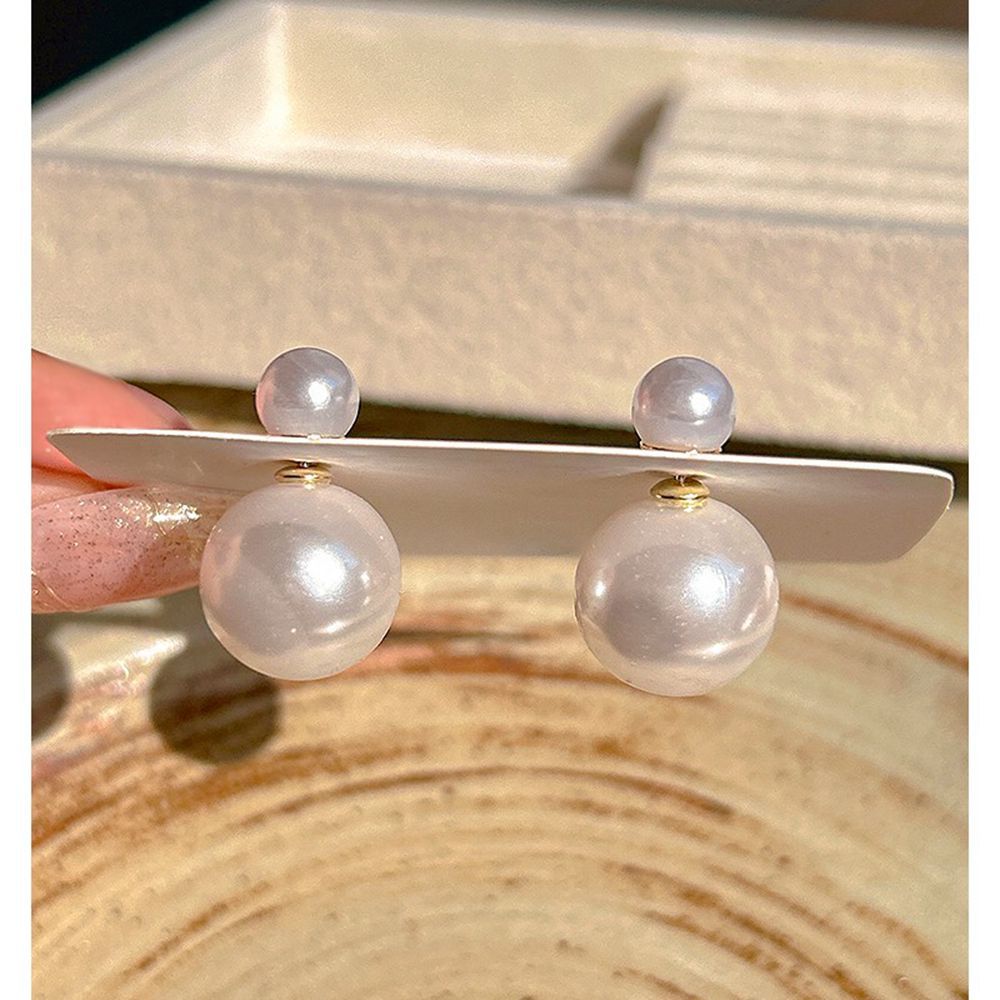 Wholesale S925 Silver Needle Double Head Pearl Earrings