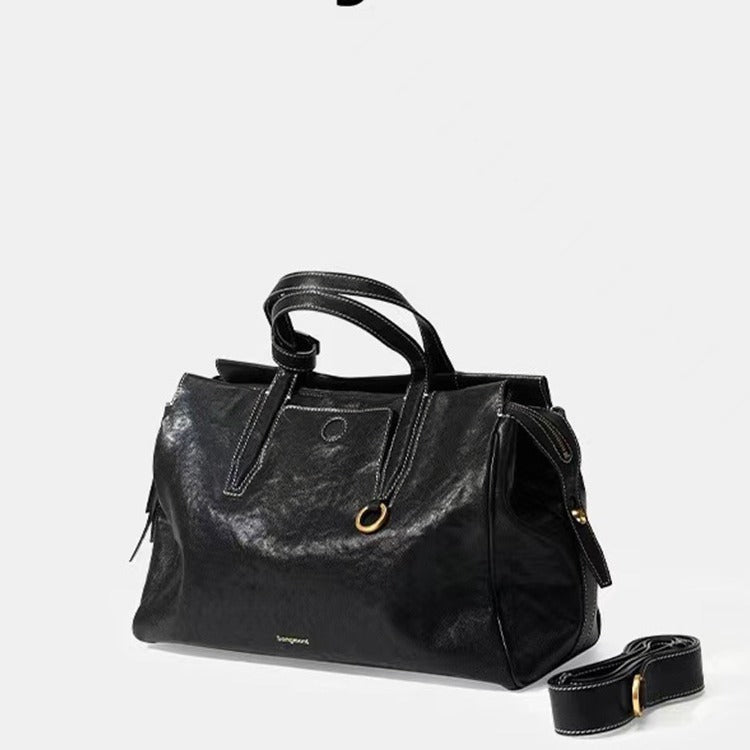 Wholesale Vegetable tanned cowhide briefcase large capacity shoulder bag