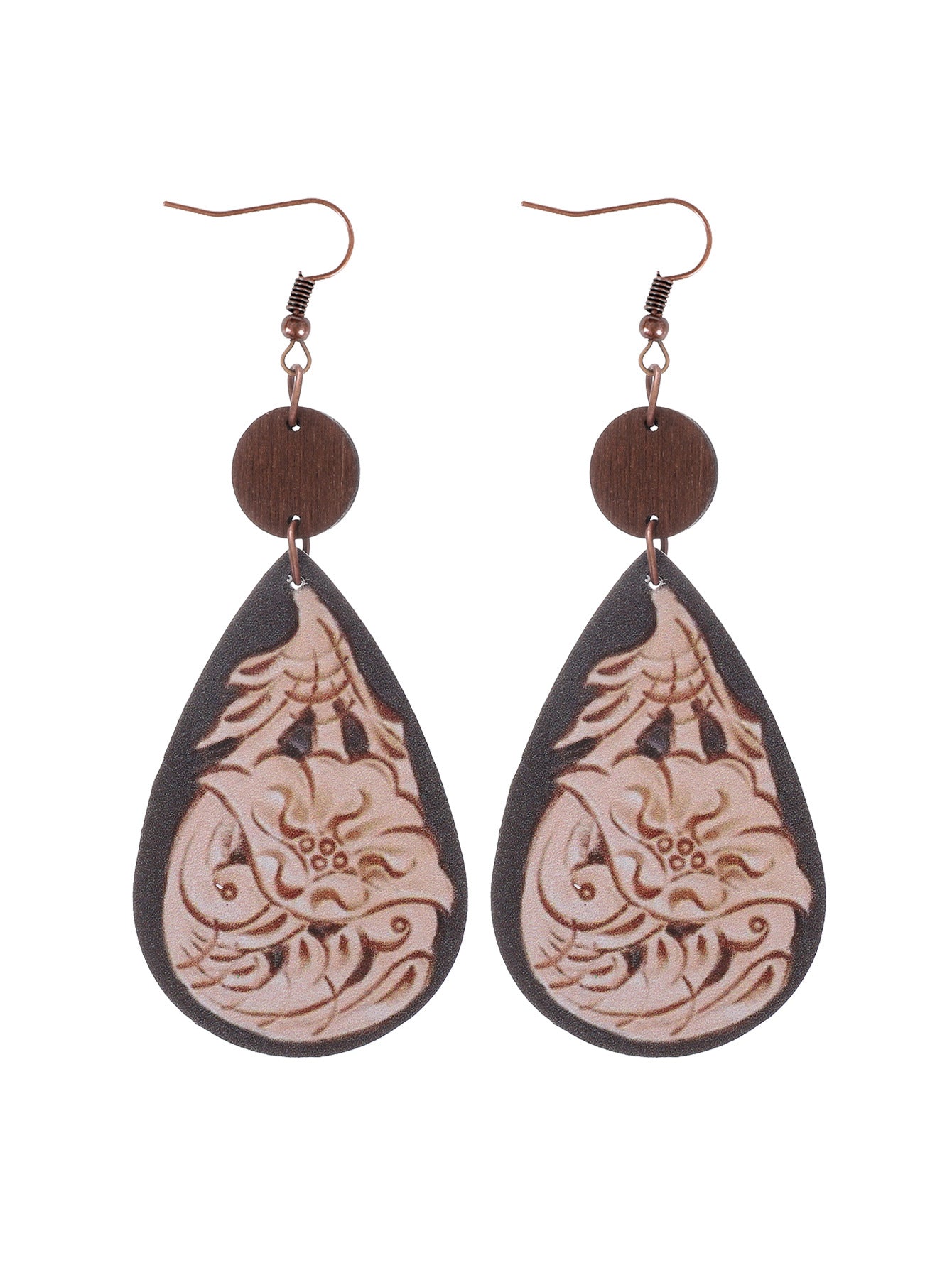 Wholesale Cactus-patterned leather earrings
