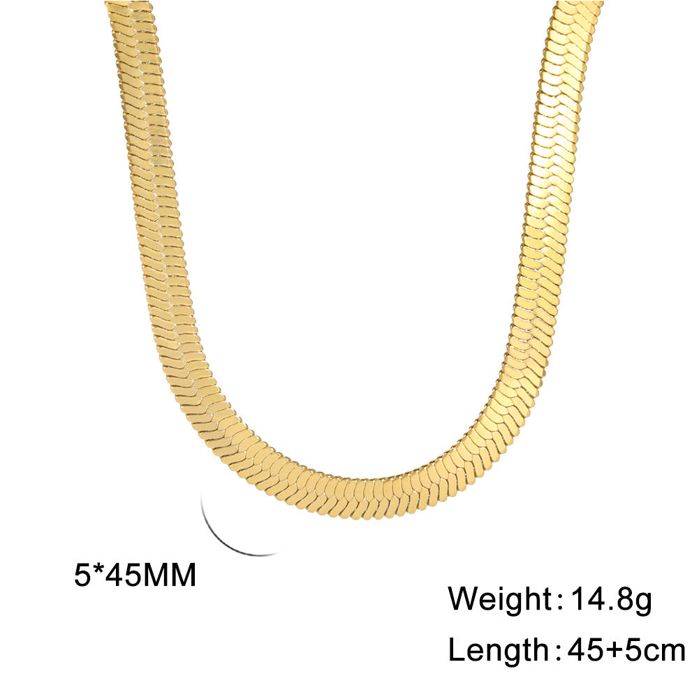 Wholesale Stainless steel snake flat chain snake chain gold necklace snake bone stainless steel plain chain necklace