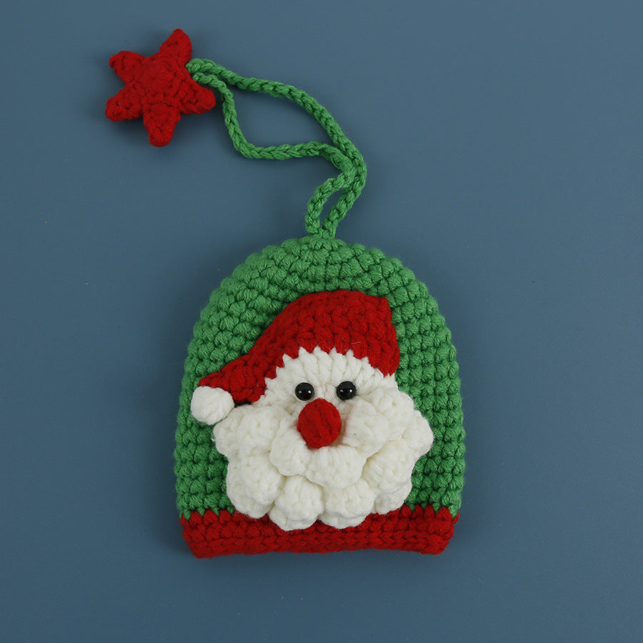 Wholesale Handmade Yarn Christmas Tree Hand Knitted Key Bag