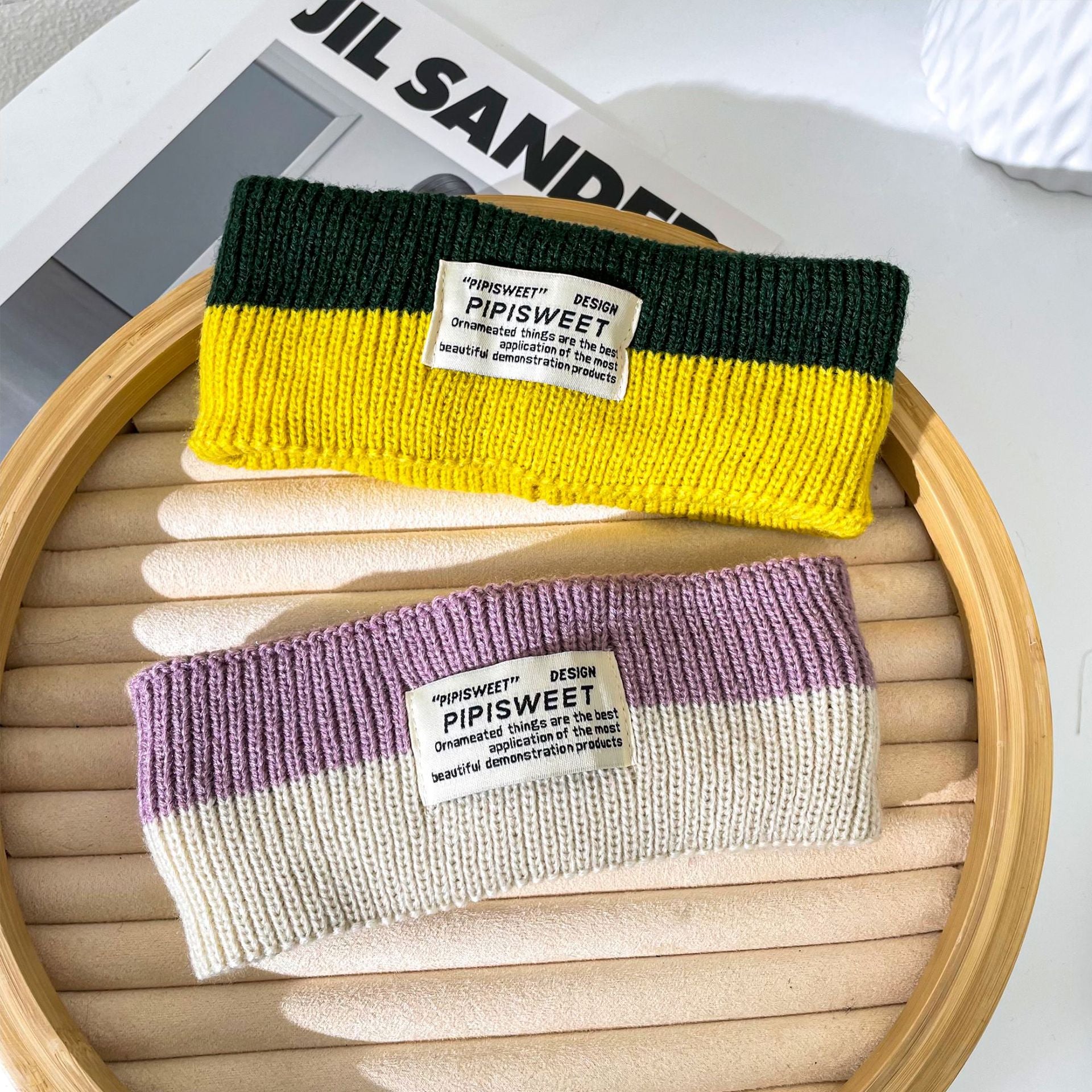 Wholesale 2023 Autumn and Winter Wool Two-color Knitted Headband