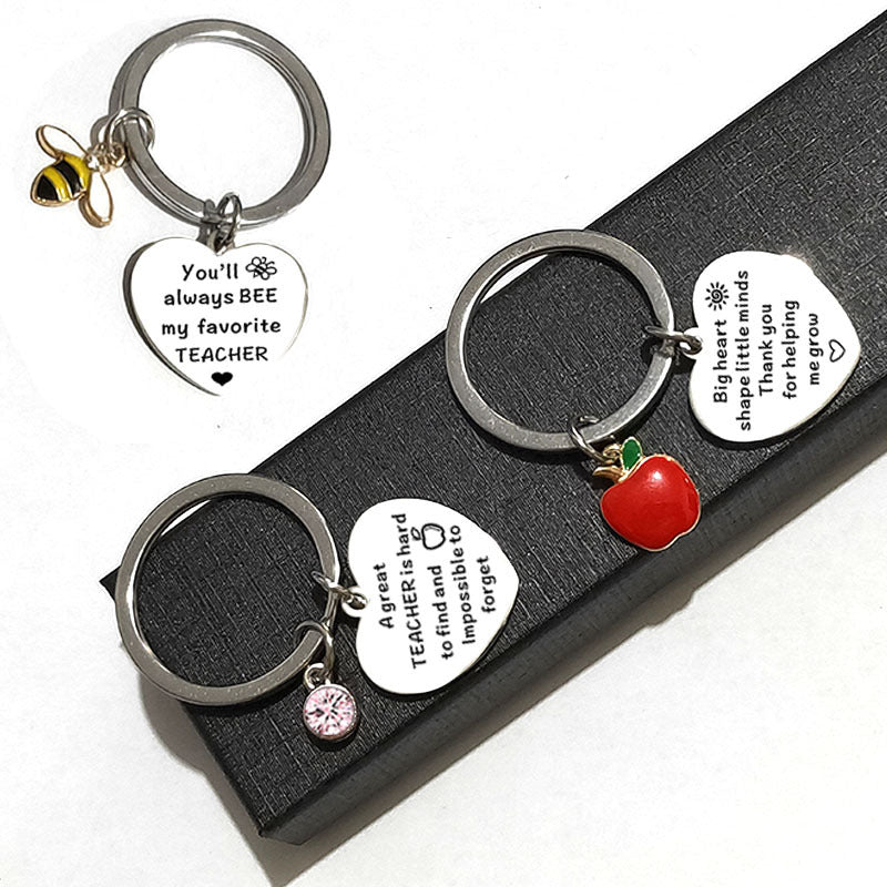 Wholesale Valentine's Day Bee Drop Oil Apple Stainless Steel Keychain