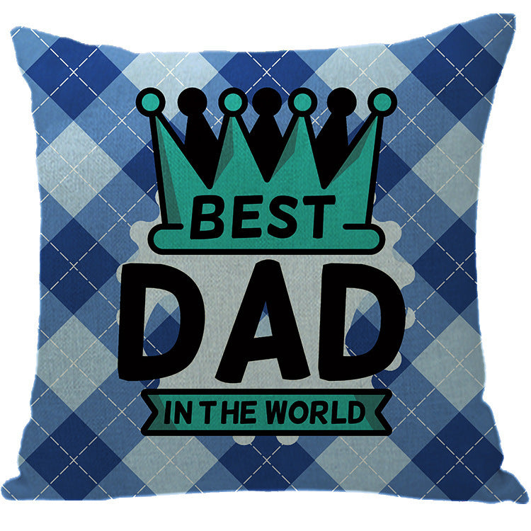 Batch Father's Day Pillow Blue Plaid Letter Sofa Bedside Linen Pillow Case