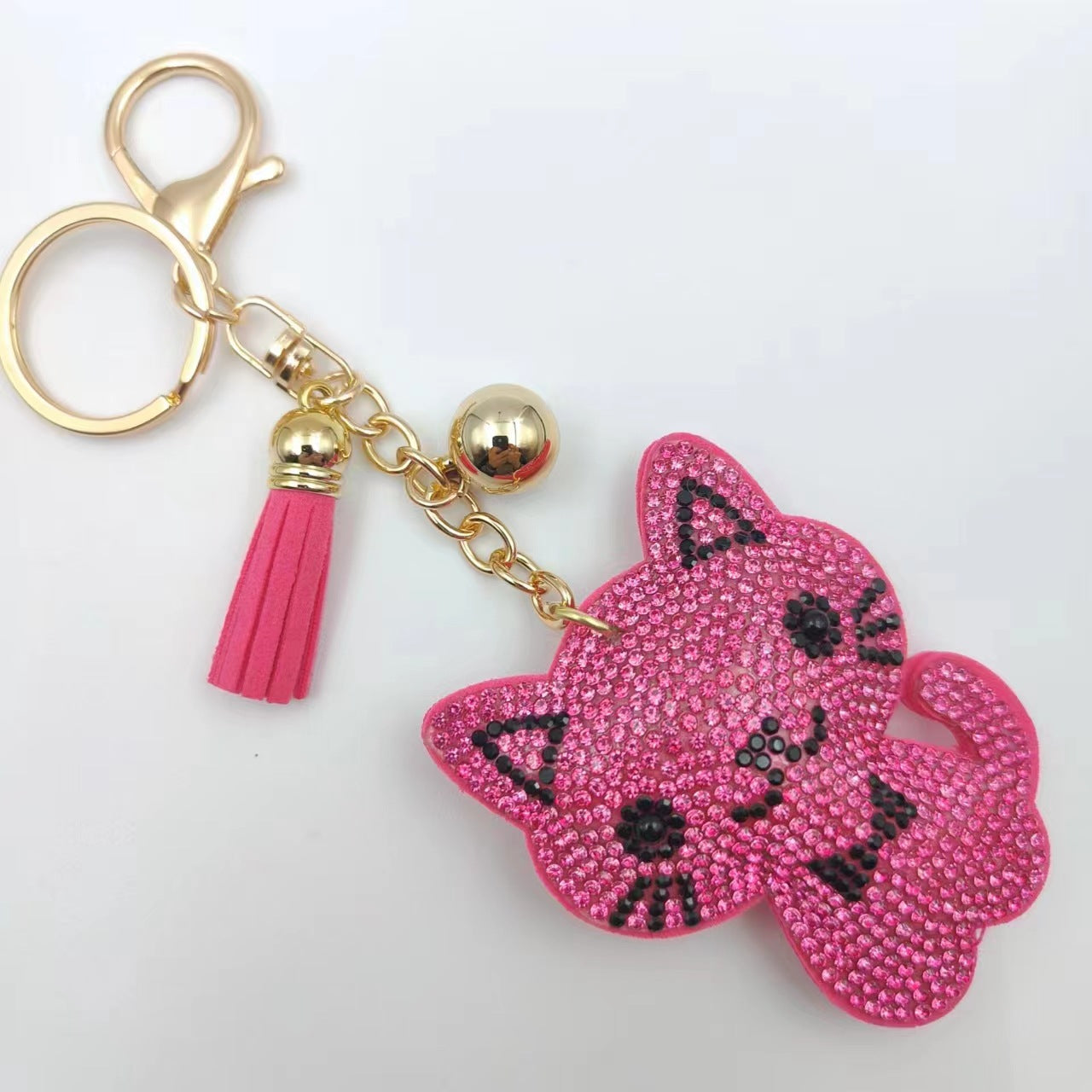 Wholesale 12pcs Creative Cartoon Kitten Diamond Keychain