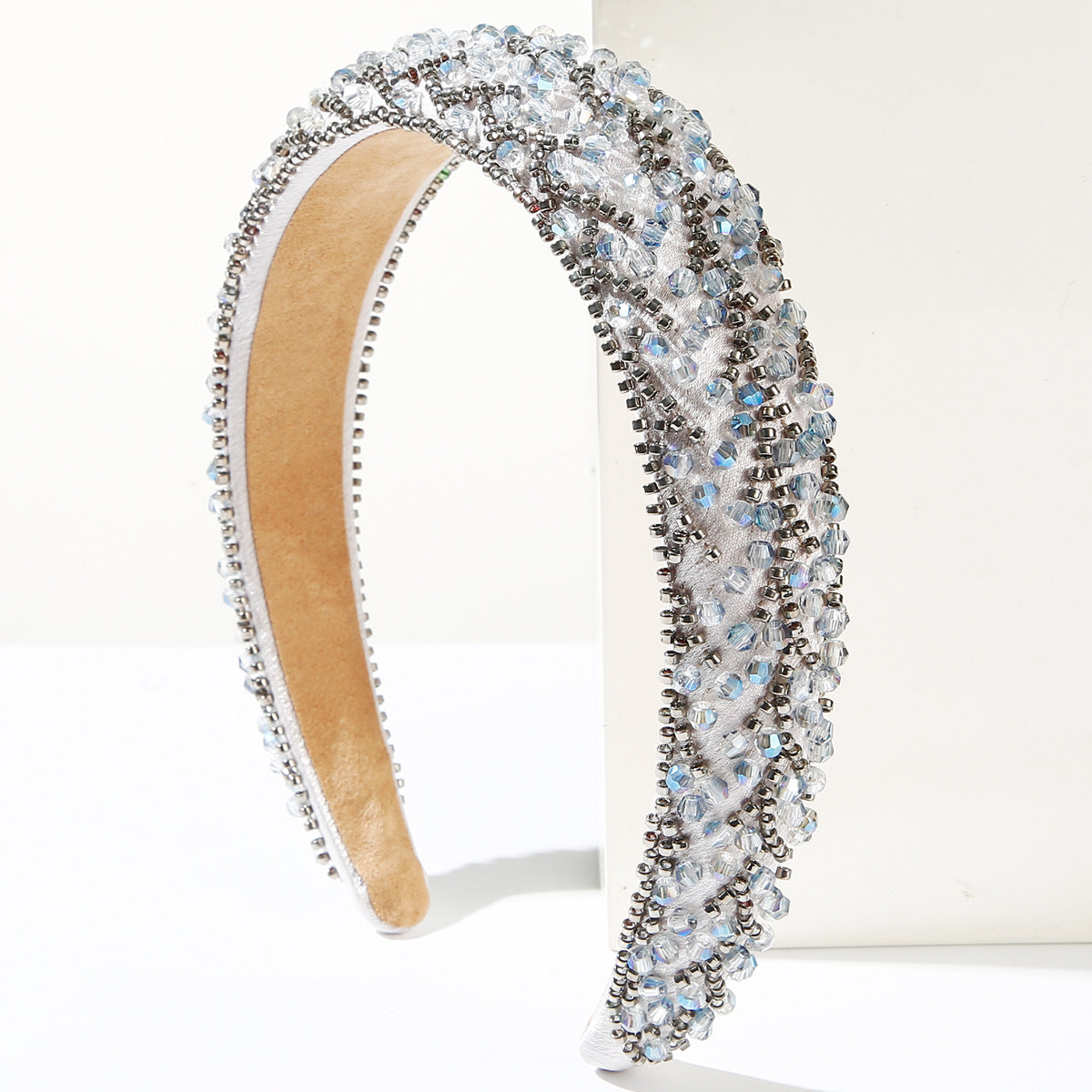Wholesale Luxury Handmade Beaded Hair Hoop Women's Fashionable Simple Crystal Rice Beads Decorative Headband All-match High Cranial Top Hair Accessories