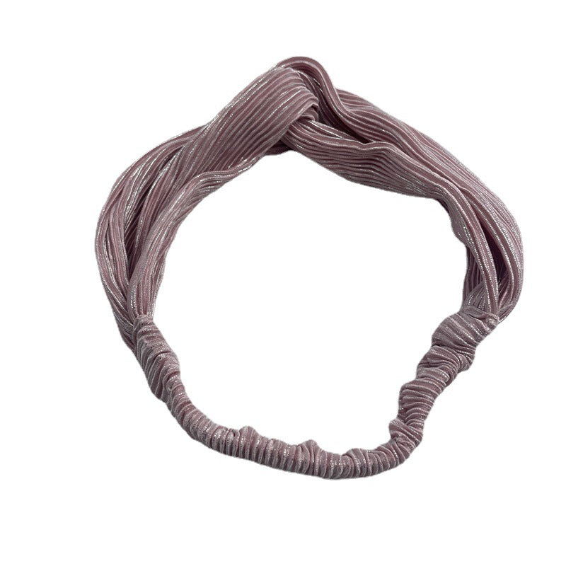 Wholesale Pleated Bright Silk Wide-brimmed Cross Headband Ladies Face Wash Headband