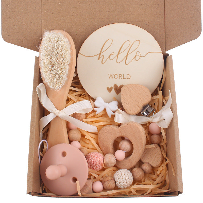 Wholesale Baby Beech Teether Handmade Bow Pacifier Chain Soothing Five-piece Set