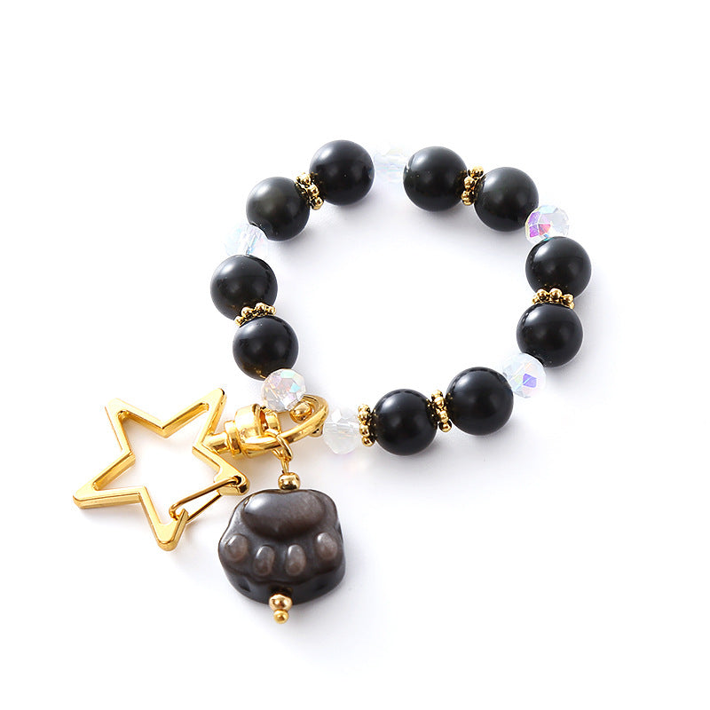 Wholesale Obsidian Crystal Cat Claw Keychain