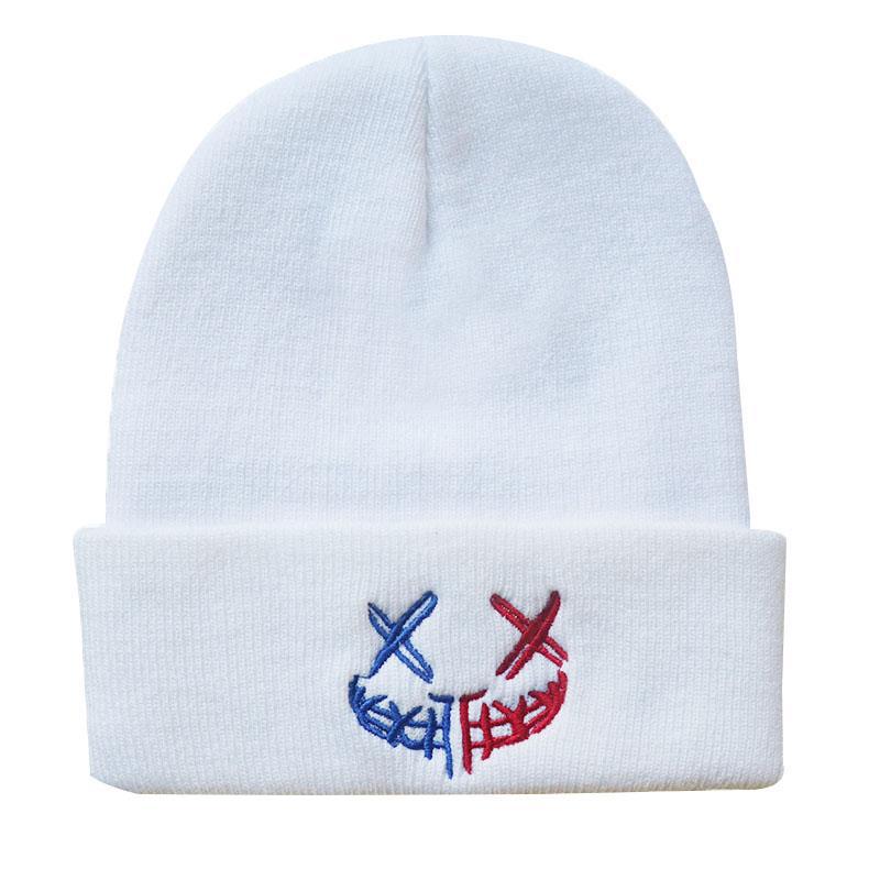 Wholesale Yarn Funny Smiling Face Embroidery Knitting Student Yarn Pullover Cold Hat