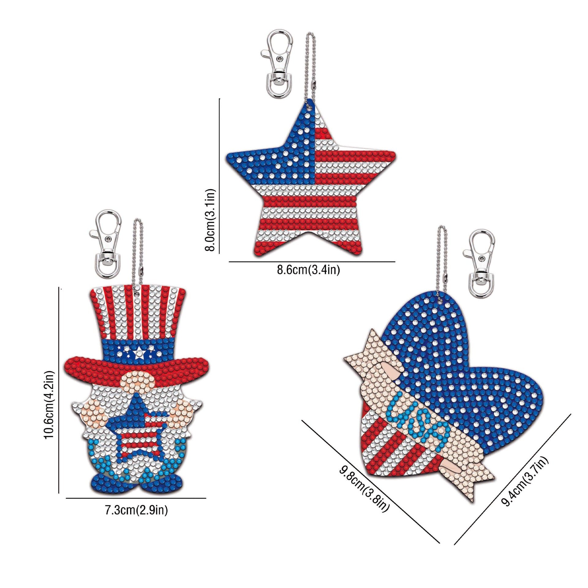 Wholesale Wooden Independence Day Teacher's Day Gift DIY Diamond Painting Keychain