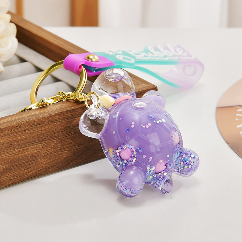 Wholesale Acrylic flowing sand turtle keychain