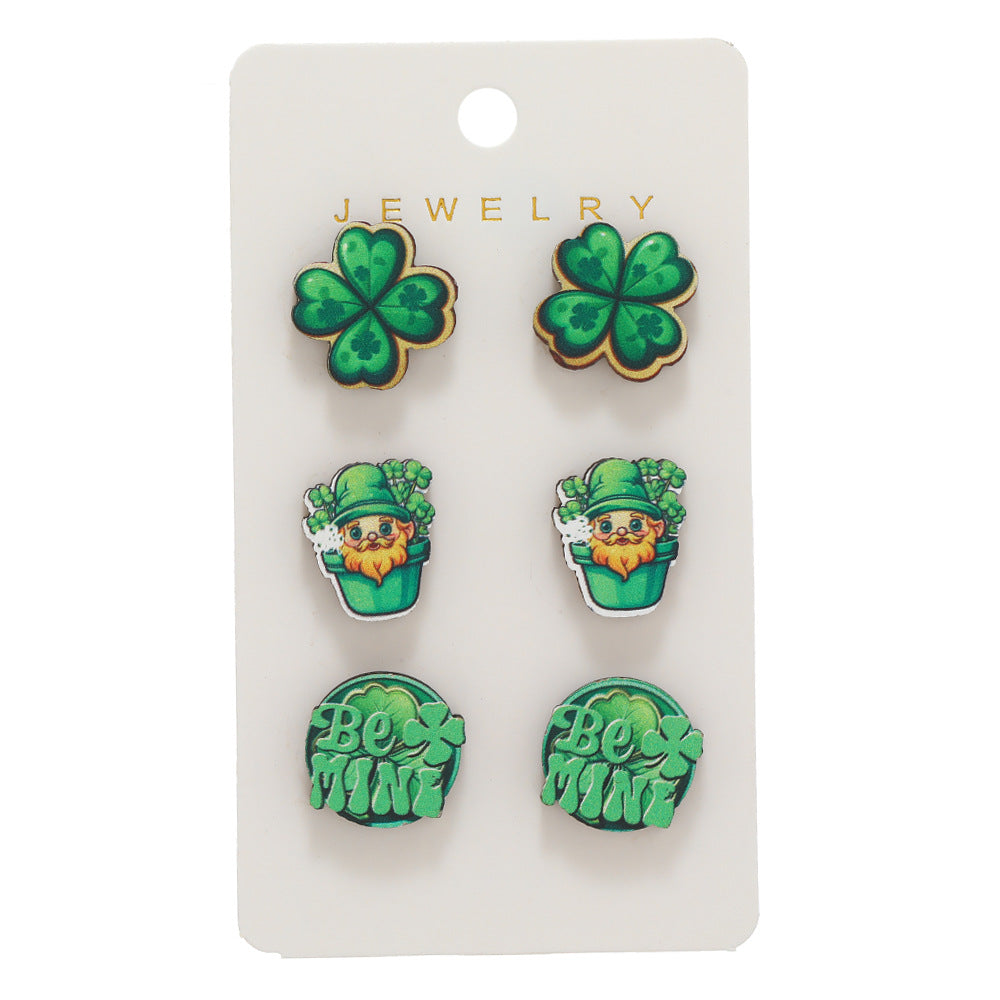 Wholesale St. Patrick's Day Wooden Set Earrings