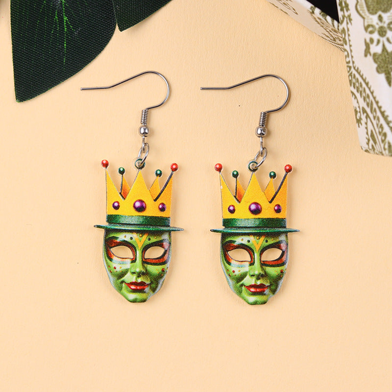 Wholesale Carnival Mask Crown Hat Acrylic Earrings