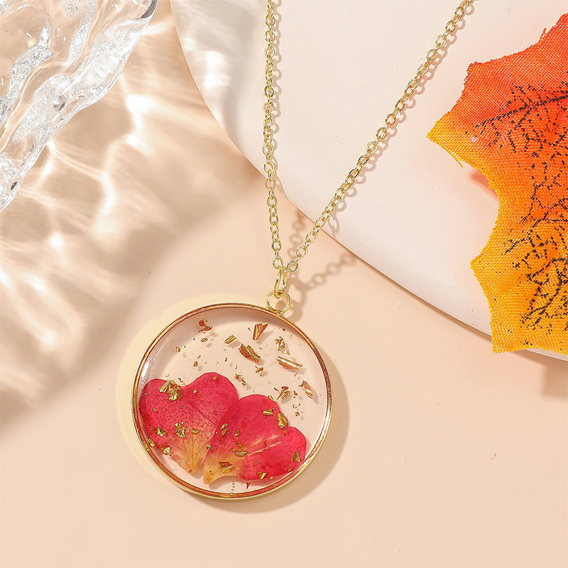 Wholesale Resin Dried Flower Handmade Dripping Glue Necklace