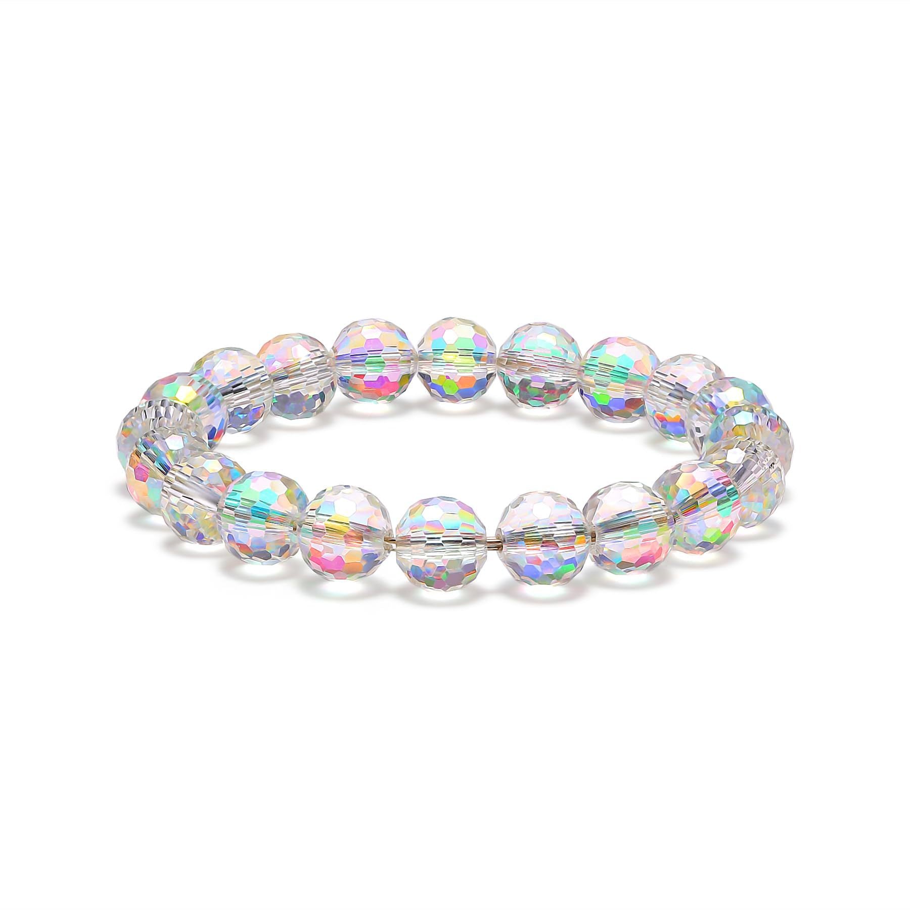 Wholesale Glass Beads Flower Ball Pink Crystal Cube Silver Spacer Beads Colorful Bracelet