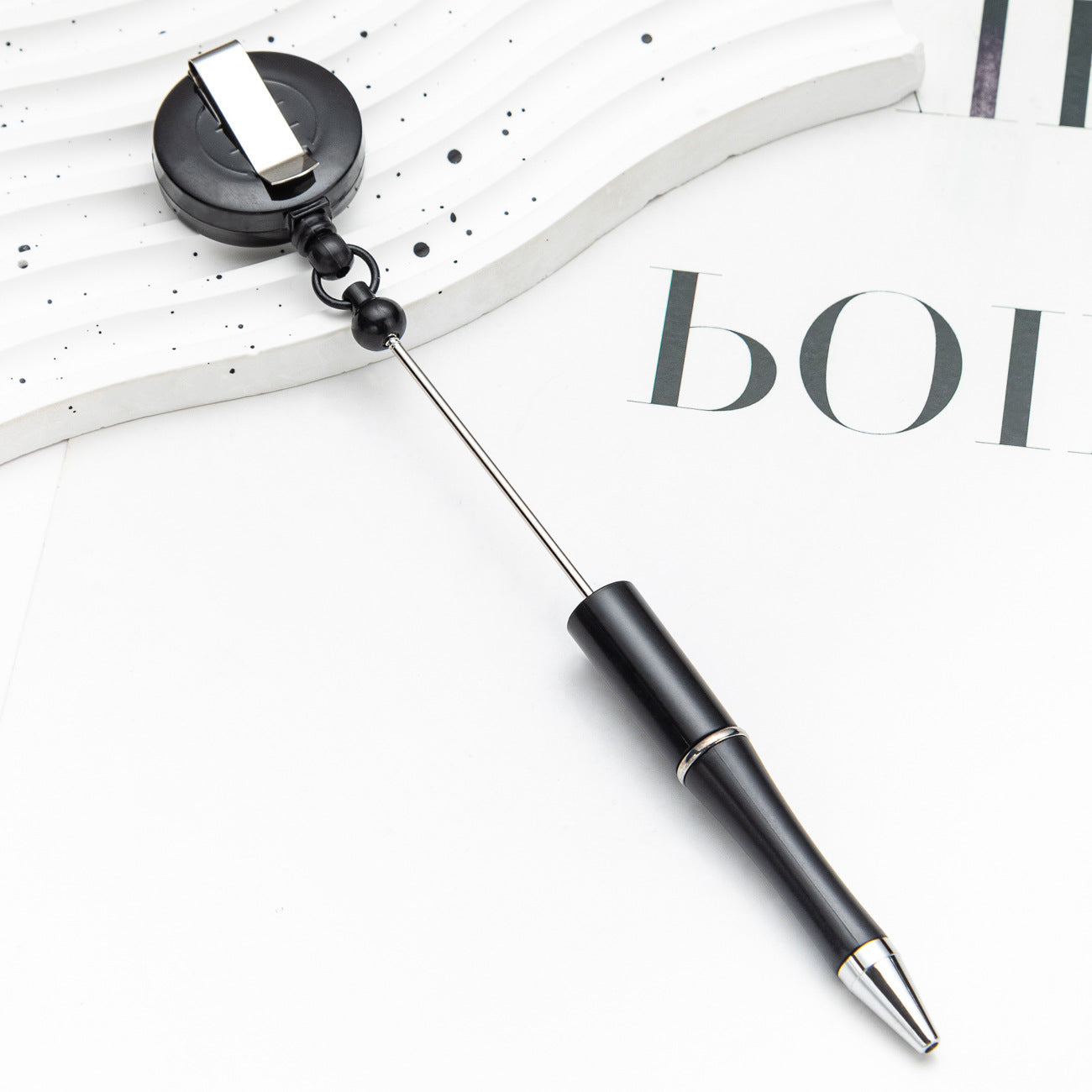 Wholesale 2pcs Beadable Pens Retractable Buckle Plastic Easy Pull Buckle Ballpoint Pen