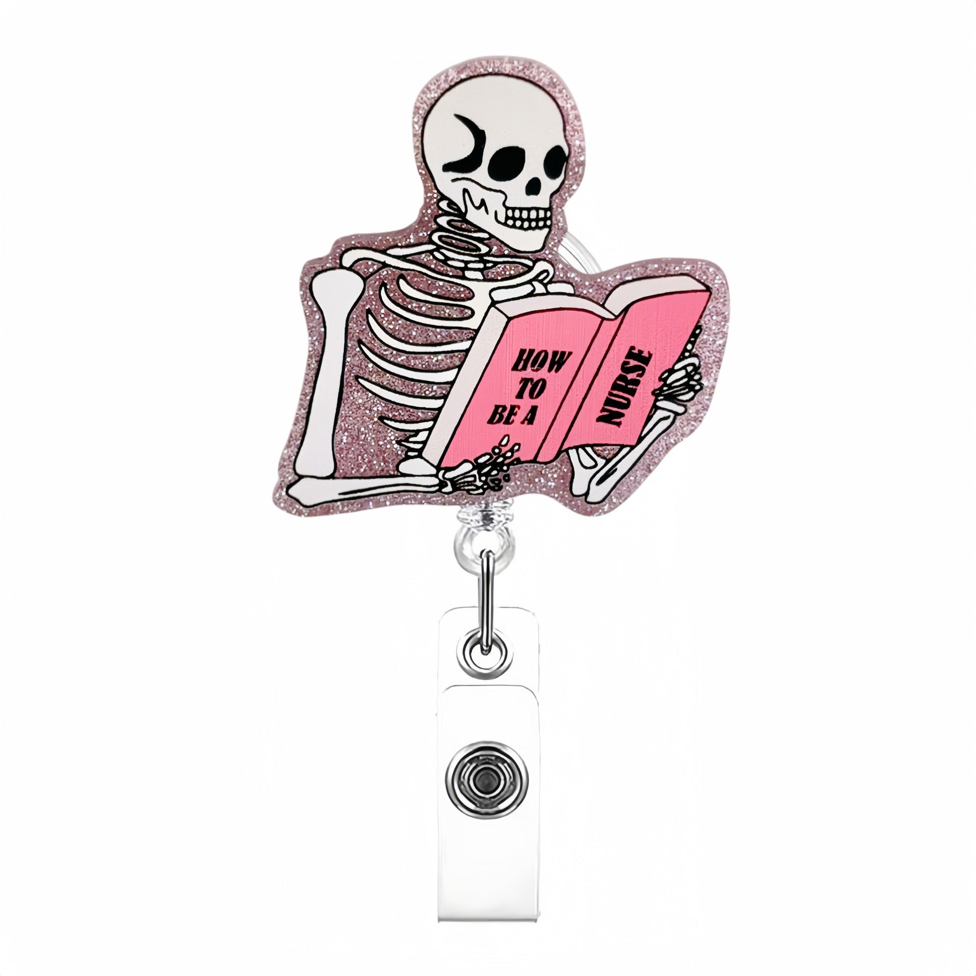 Wholesale Blackened Skeleton Medical Easy Pull Buckle  Badge Reels