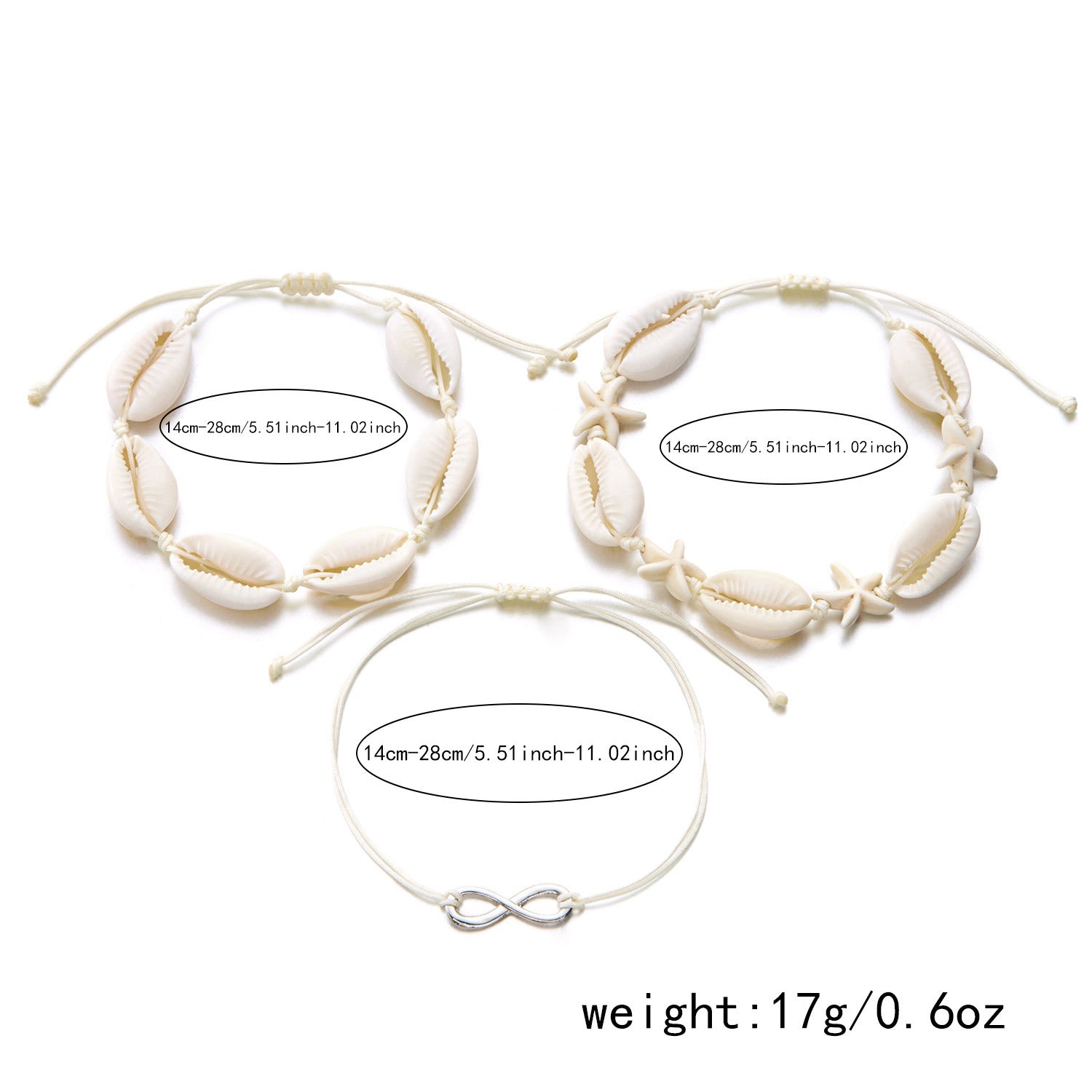 Wholesale Bohemian style conch, starfish, turtle rice bead bracelet set