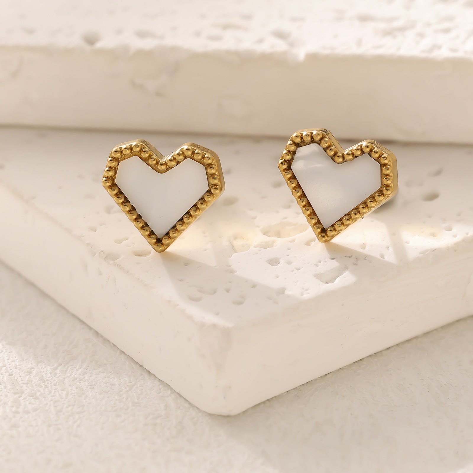 Wholesale Stainless Steel Fritillary Five-flower Peach Heart Bracelet Necklace Earring