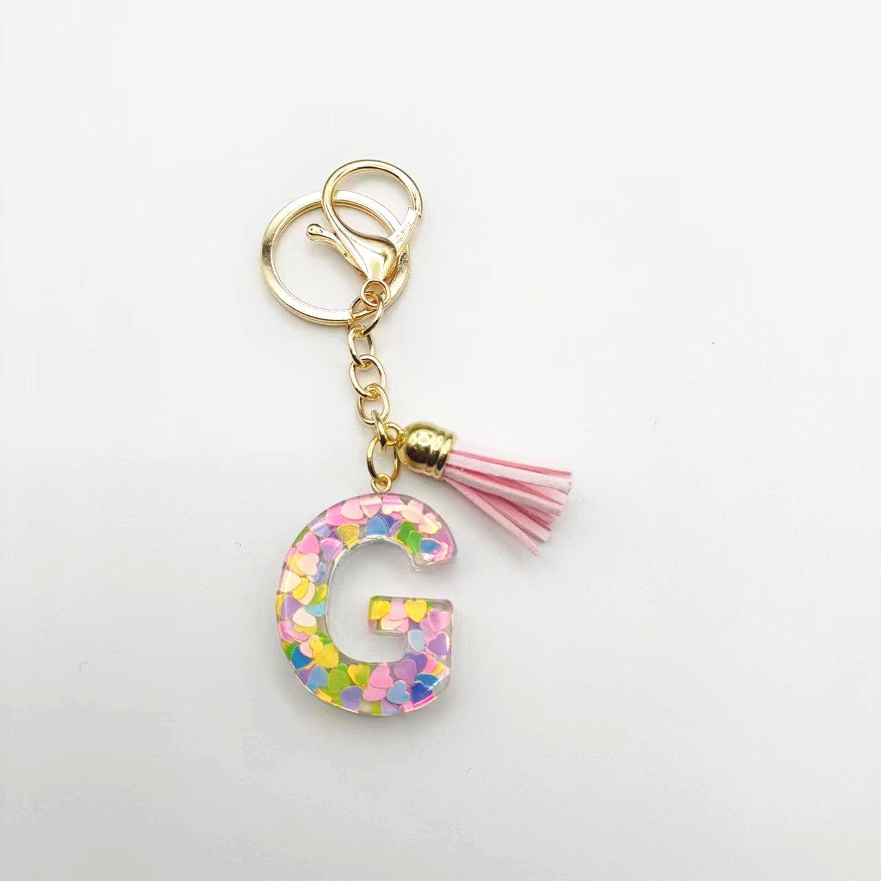 Llavero de letra acrílica de resina de barril de Tassel