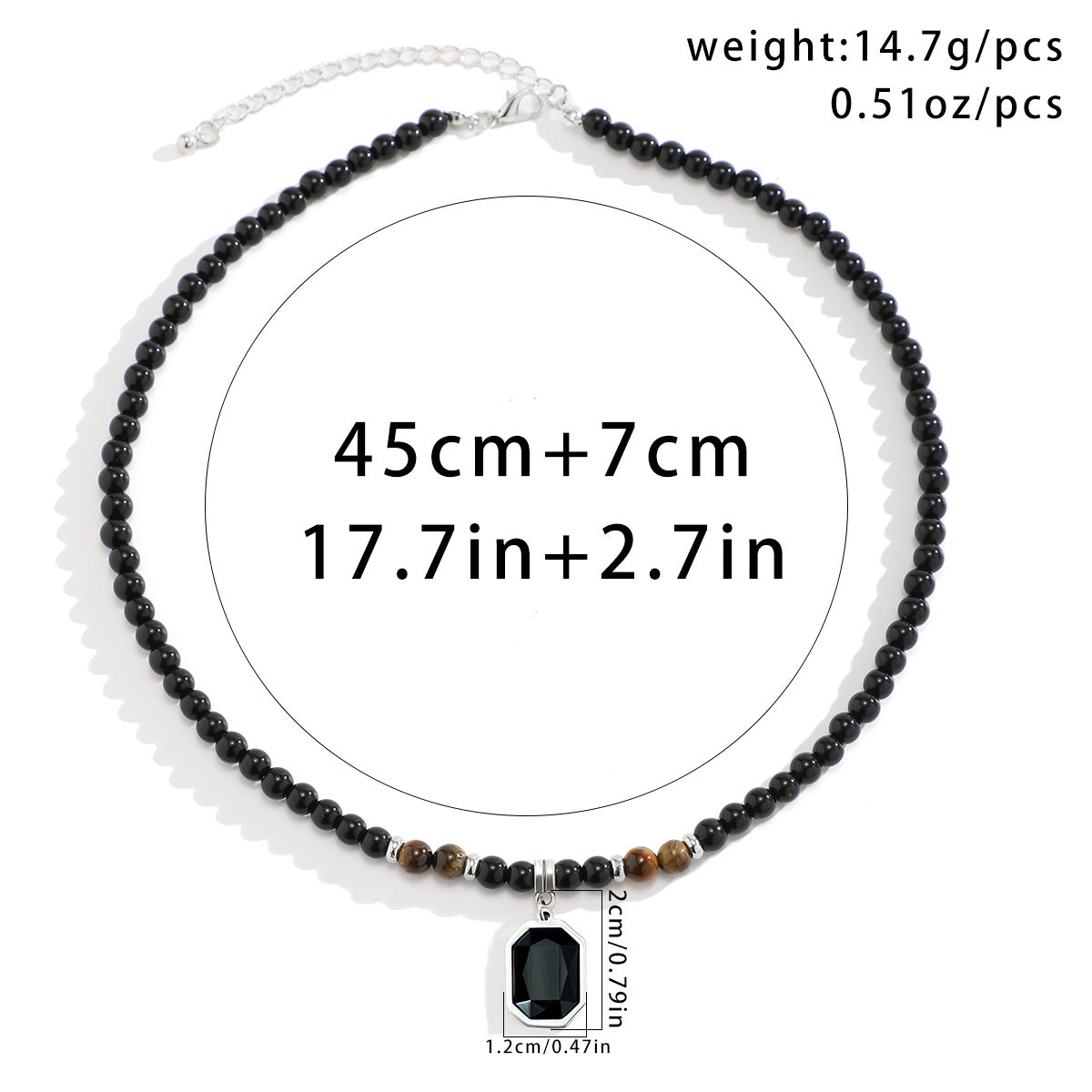 Wholesale Men's Stainless Steel Tiger Stone Round Bead Necklace
