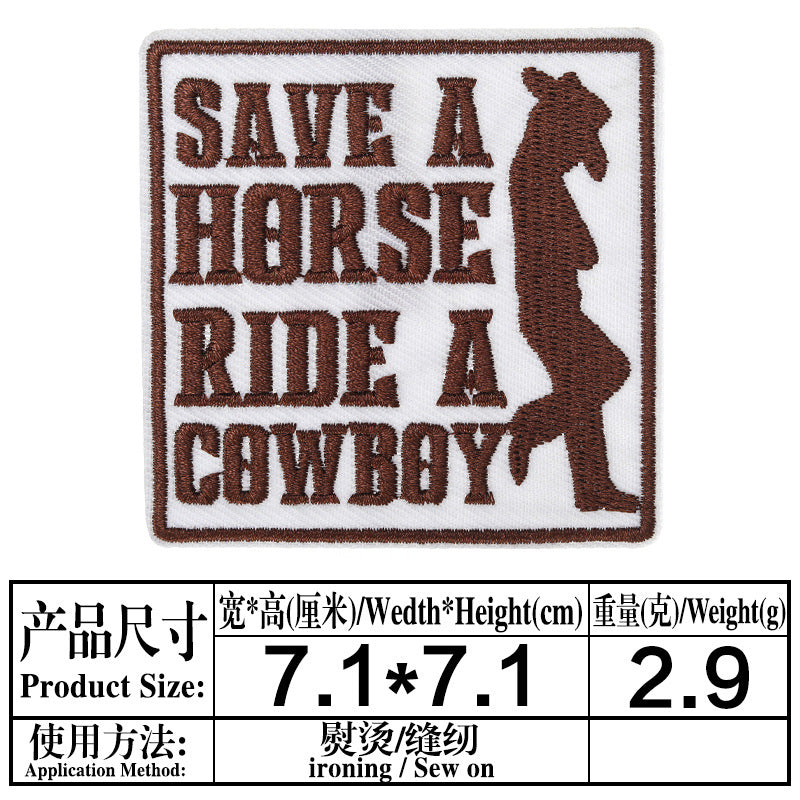 Wholesale Cartoon cloth patch western cowboy hat computer embroidery cloth patch