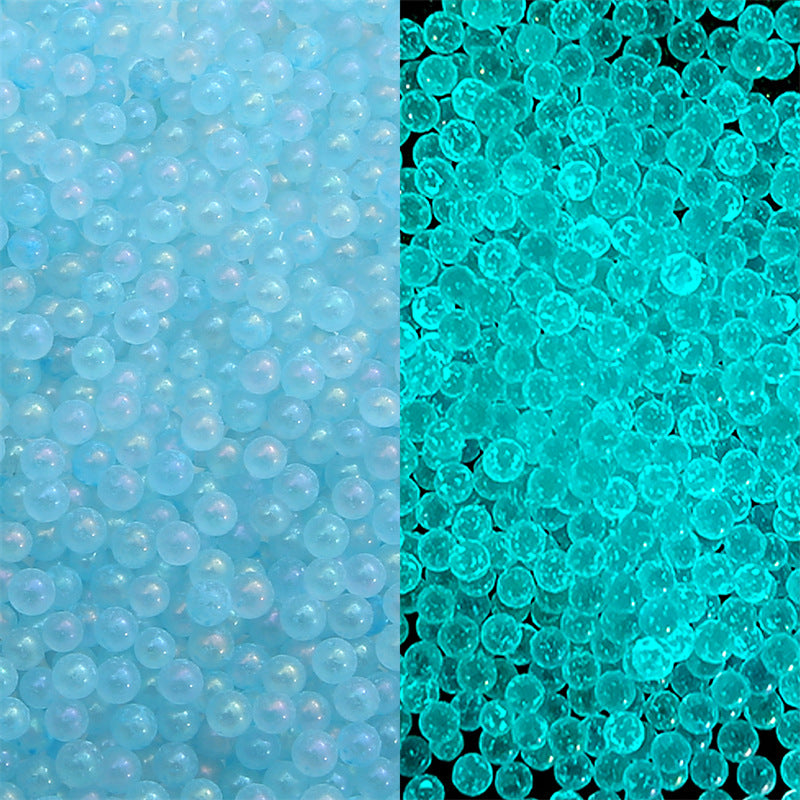 Wholesale Luminous Glass Without Holes Coated with Colored Rice Beads