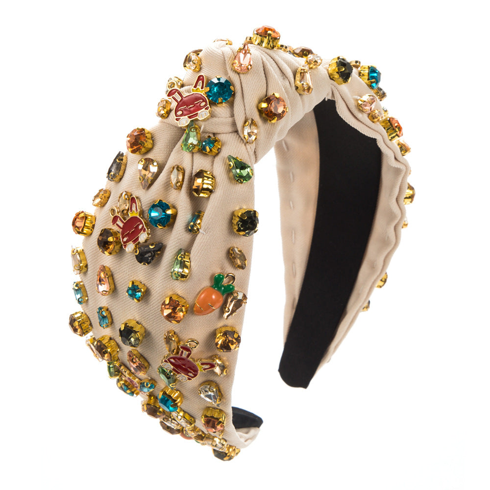 Wholesale Easter Baroque Diamond Rabbit Wide Brim Headband