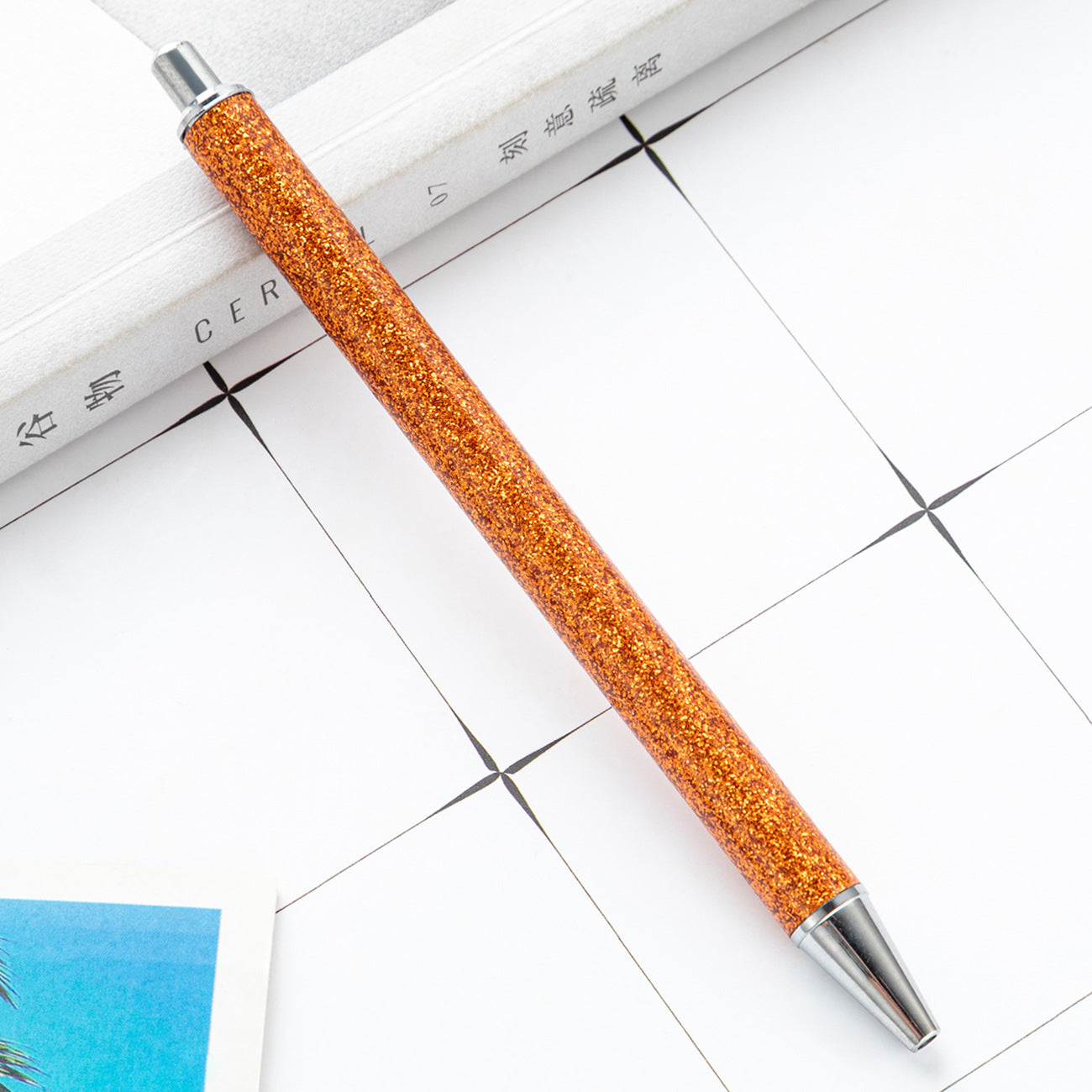 Wholesale Gold Powder Foreskin Pu Multi-color Metal Push Ballpoint Pen