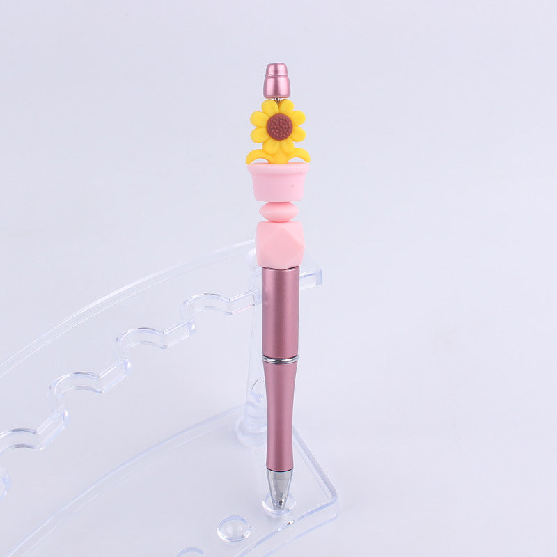 Wholesale Handmade Bead Pen Sunflower Silicone Ballpoint Pen