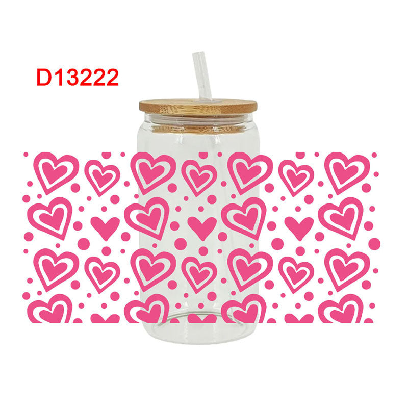 Wholesale Pink Love Wedding 16oz Cup UV DTF Wraps