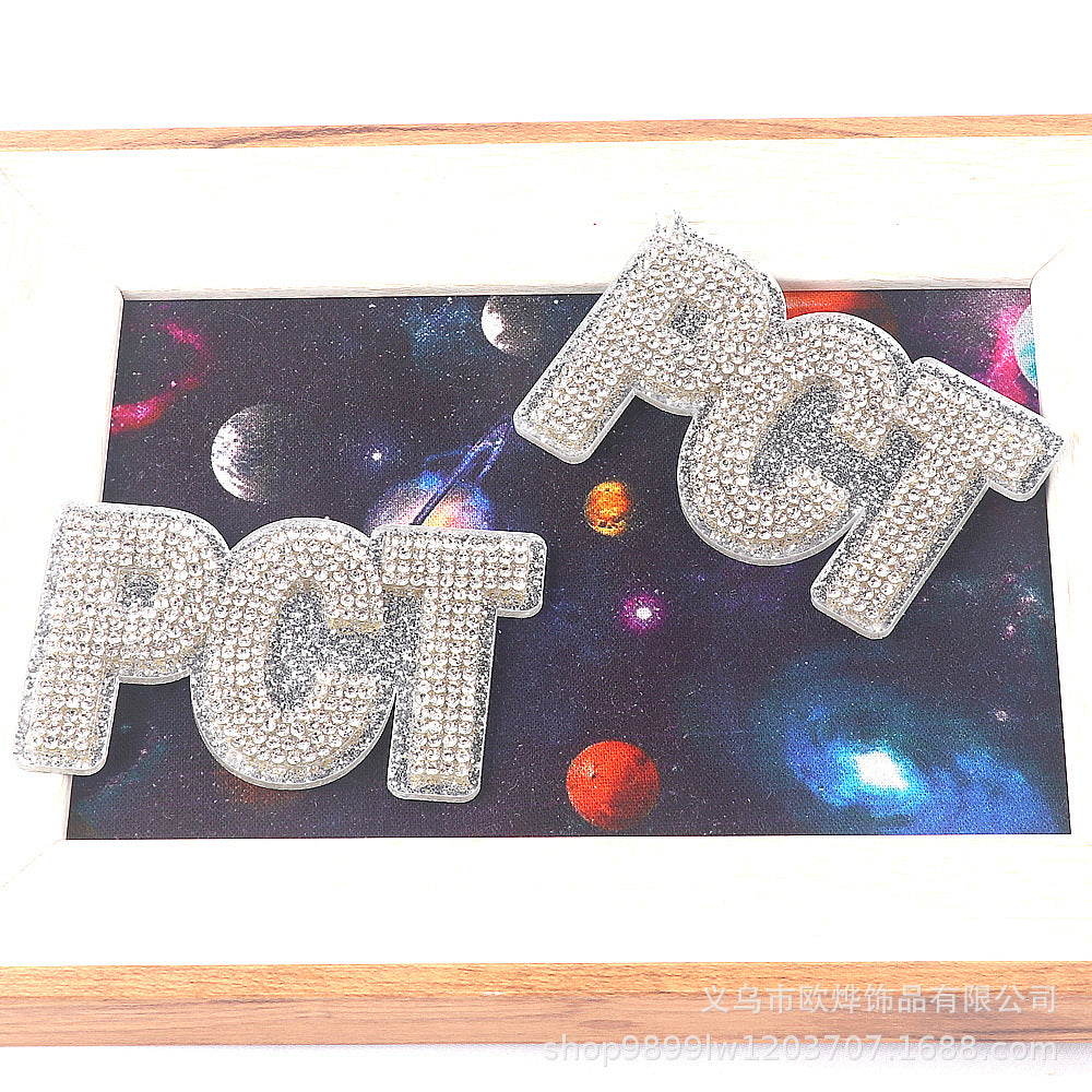 Wholesale Glitter Cartoon Letter  Acrylic DIY Patches